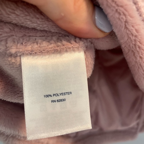 Lands End, ladies medium dusty rose fuzzy cozy warm full zip highneck sweatshirt - Picture 5 of 7